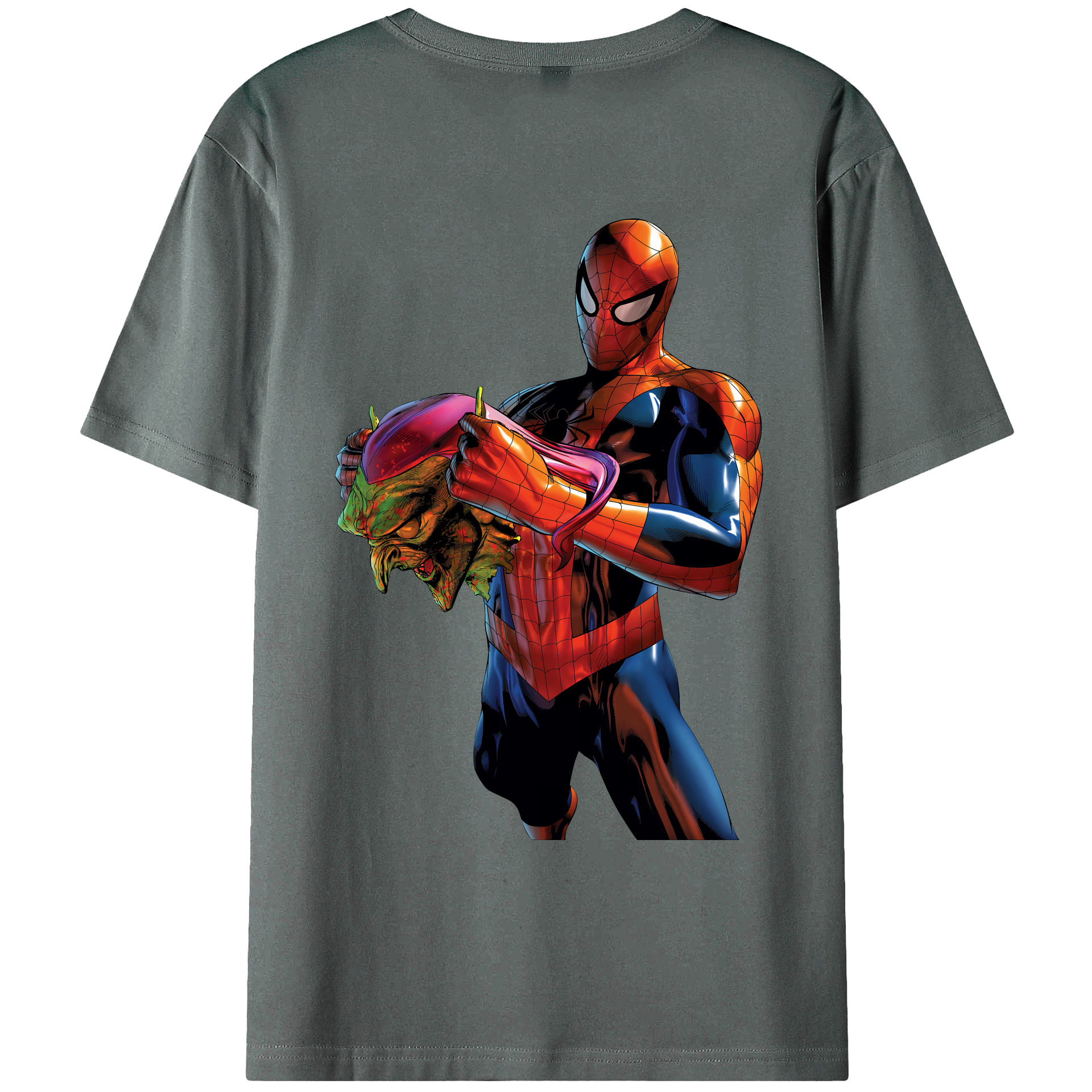 （画像用） Spider Man スパイダーマン 綿100％ メンズ半袖Tシャツ（バックプリント） 通気性